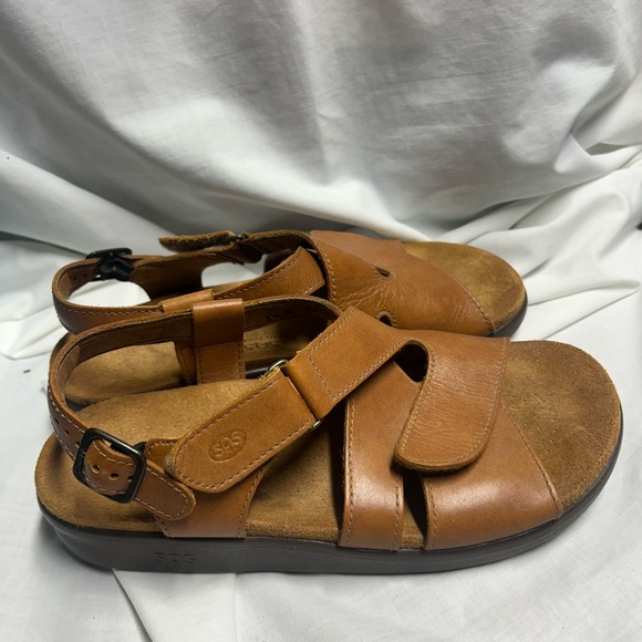 SAS Huggy Sandals Caramel Brown Leather Tripad Comfort Womens Size US 8.5 M - Picture 4 of 10